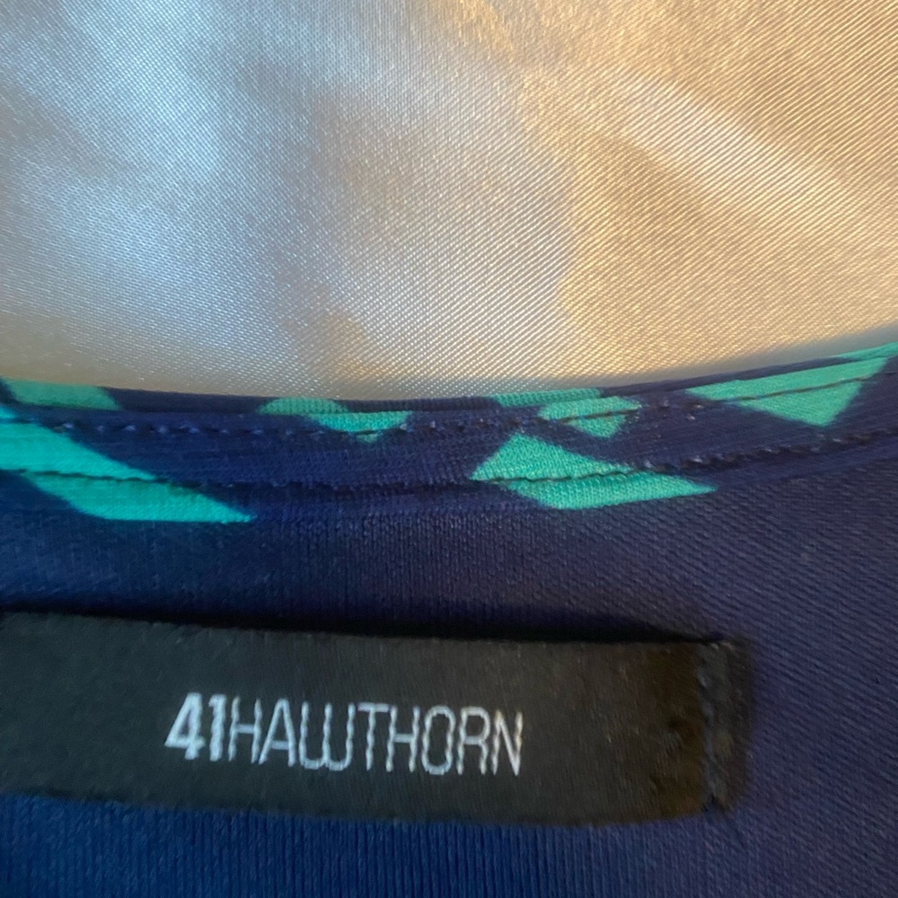 41 Hawthorn Blue and Green Patterned Dress - Picture 3 of 5